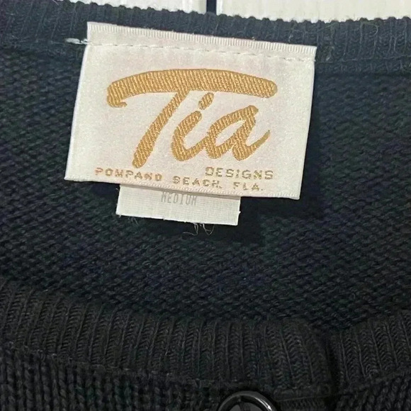 Tia Designs Womens Medium Sock Hop 1950s Embroidered Button Cardigan Sweater VTG - Picture 6 of 9